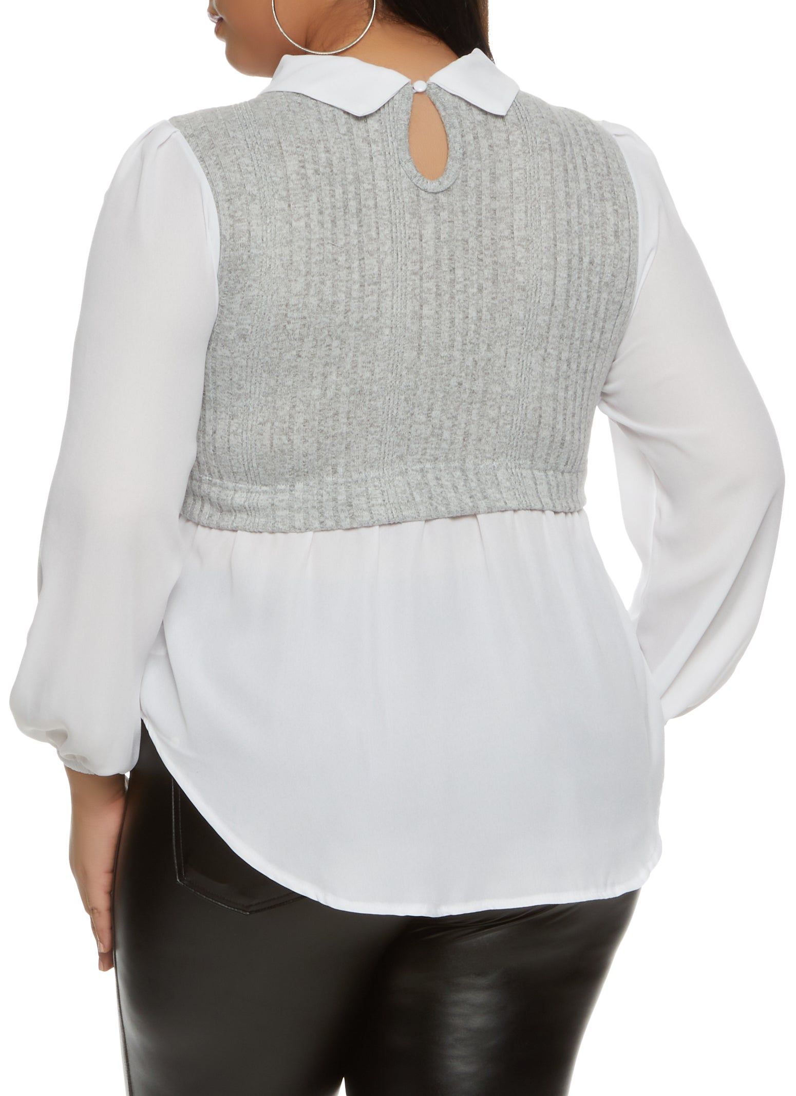 Plus Size Balloon Sleeve Sweater Vest Shirt sold by Rainbow product image thumbnail 2