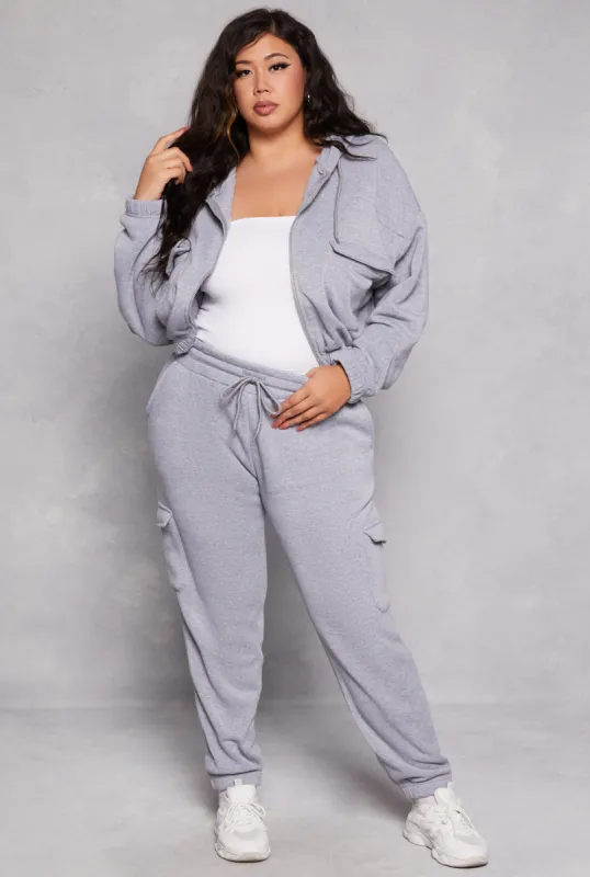 Plus Size Fleece Drawstring Cargo Joggers sold by Rainbow
