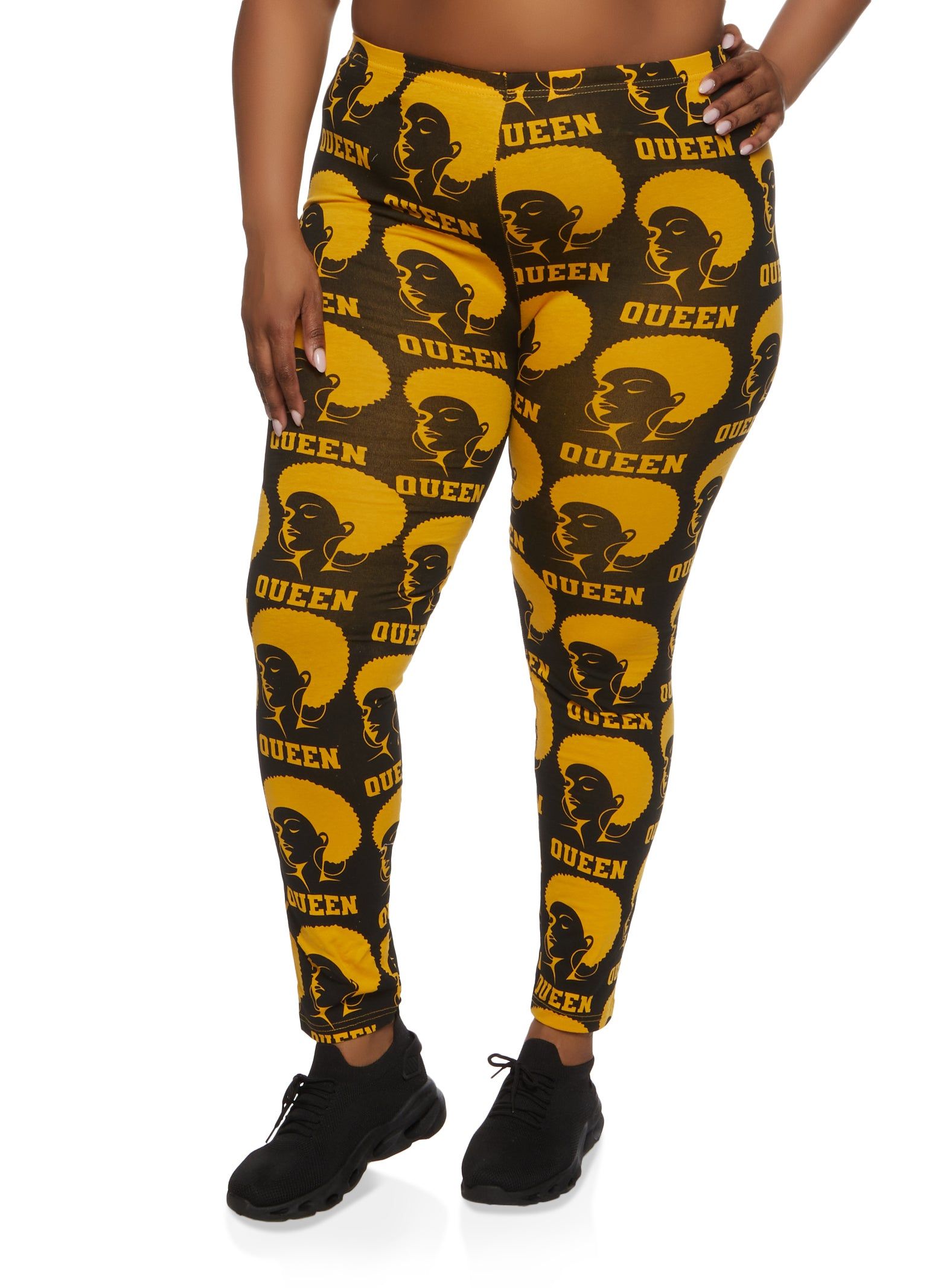 Plus Size Queen Afro Graphic Leggings sold by Rainbow