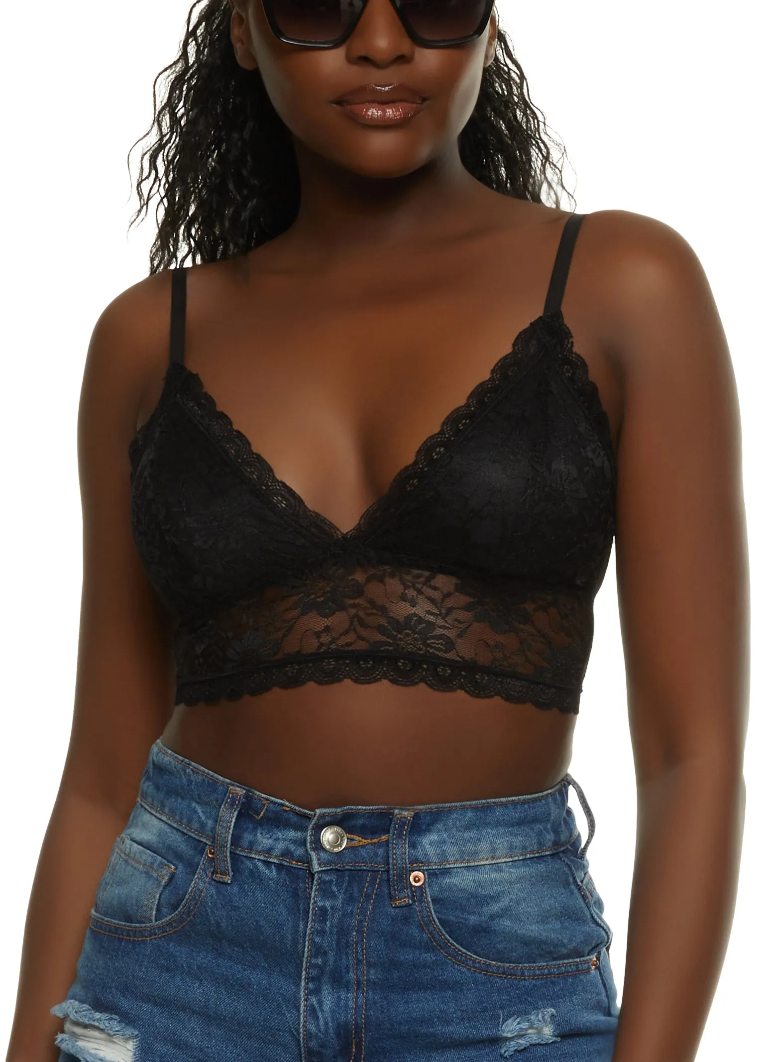 Floral Lace Padded Bralette sold by Rainbow