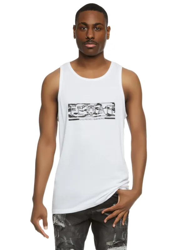 Mens Fear Tiger Graphic Tank Top sold by Rainbow