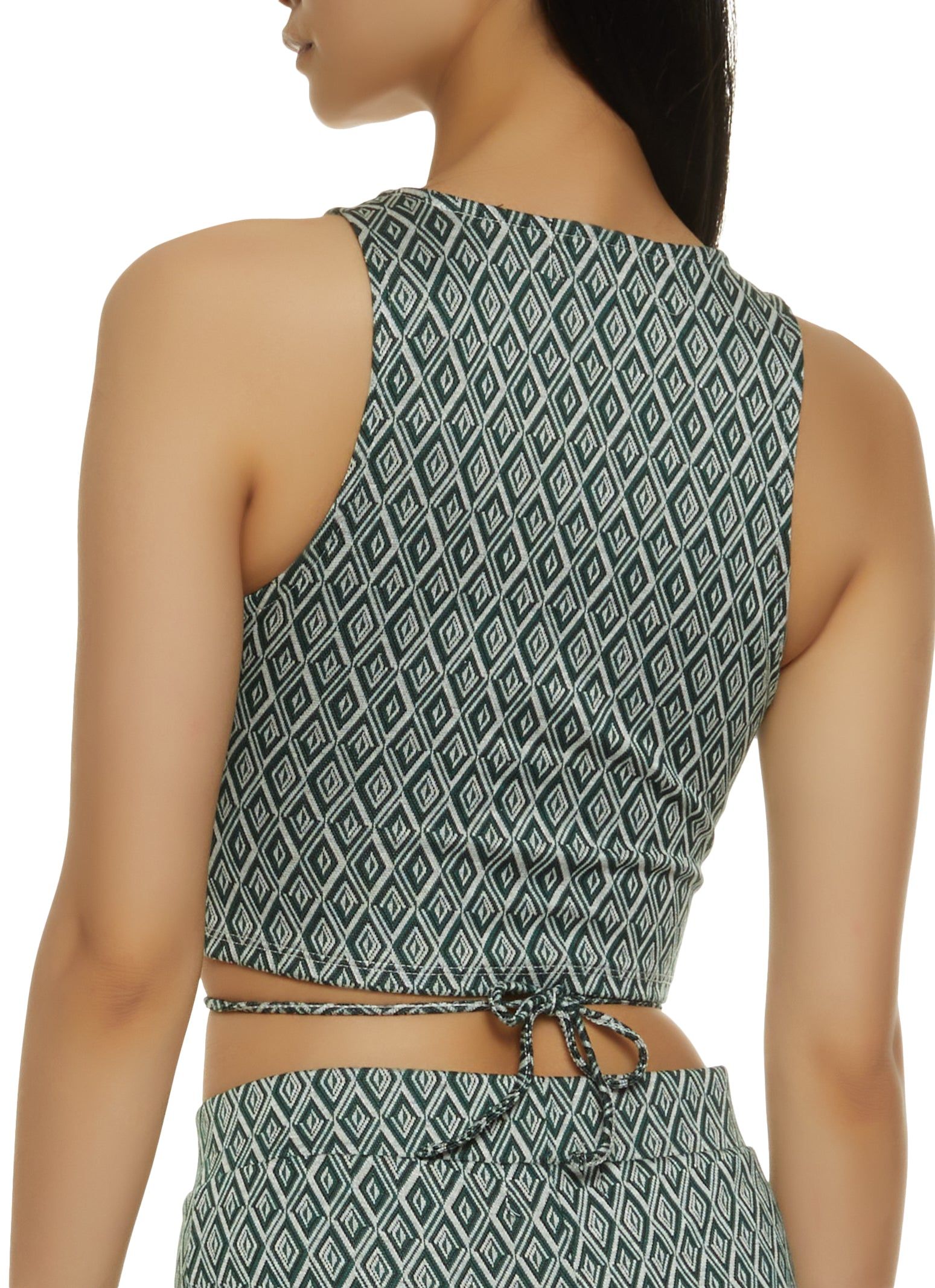 Geometric Print Lace Up Keyhole Top sold by Rainbow product image thumbnail 3