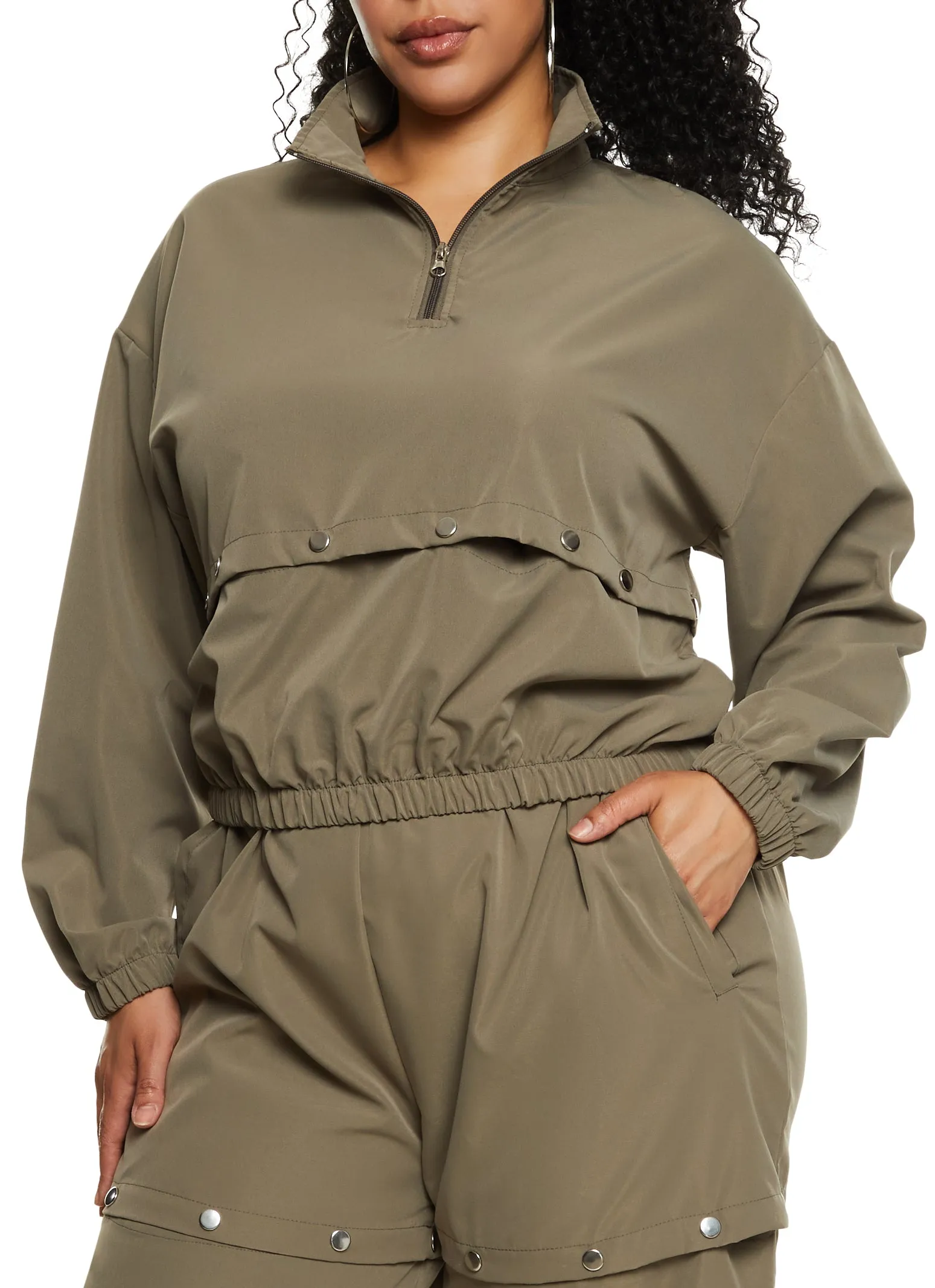 Plus Size Zip Neck Tear Away Track Jacket sold by Rainbow