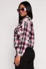 Brushed Knit Plaid Cropped Shacket sold by Rainbow