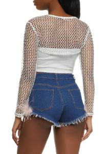 Lurex Fishnet Long Sleeve Crop Top and Tube Top sold by Rainbow