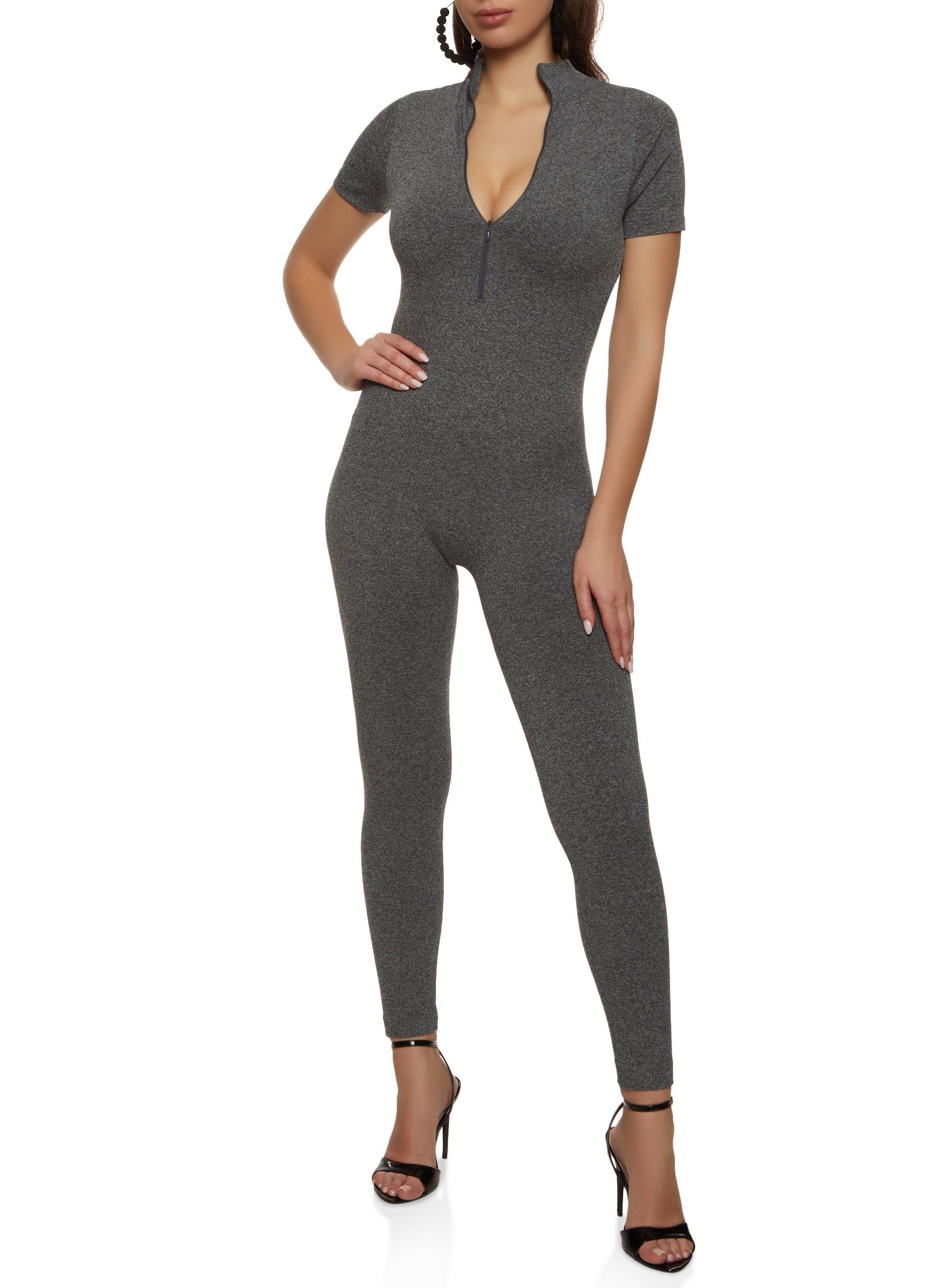 Seamless Short Sleeve Half Zip Catsuit sold by Rainbow product image thumbnail 2