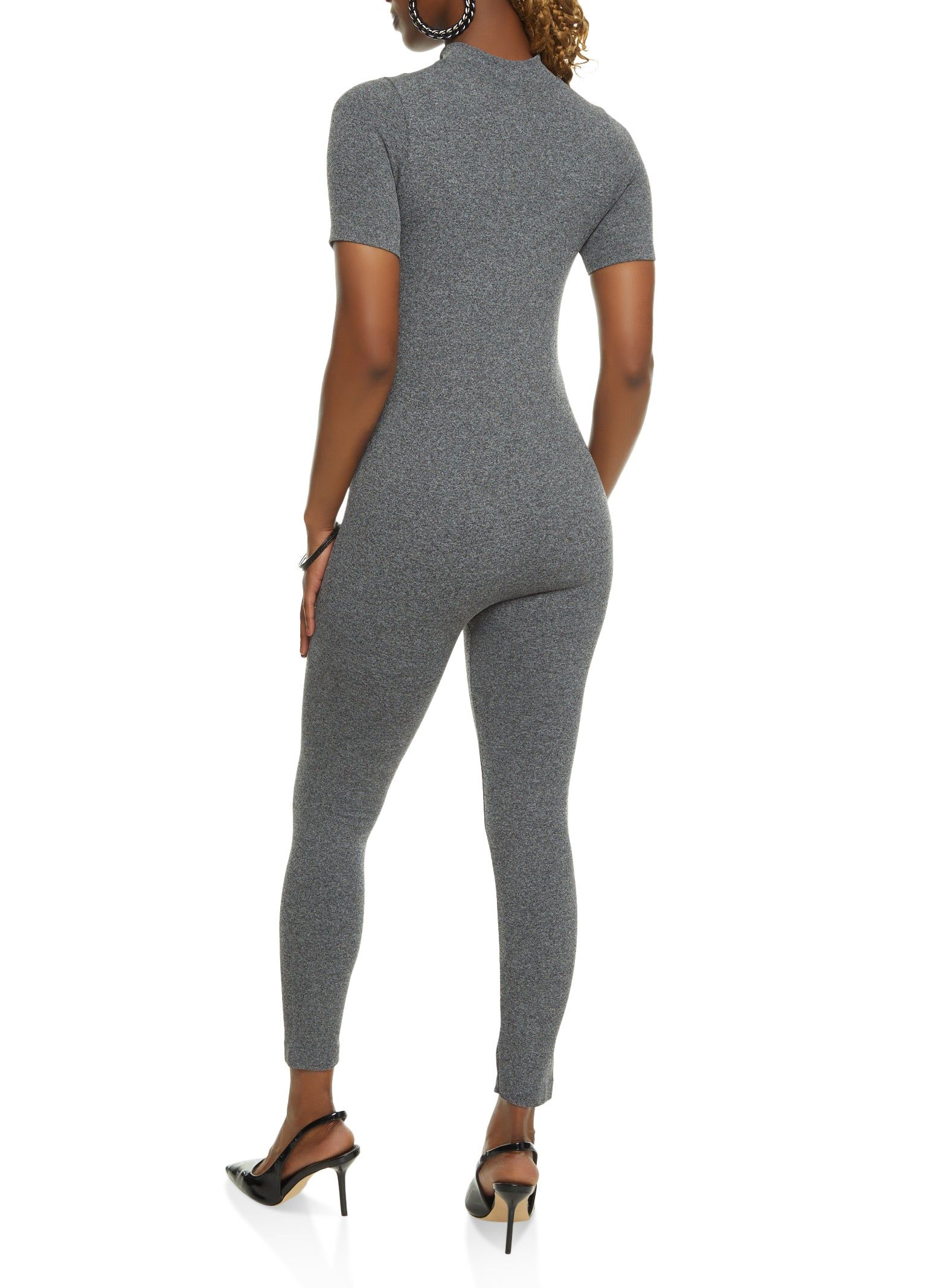 Seamless Short Sleeve Half Zip Catsuit sold by Rainbow