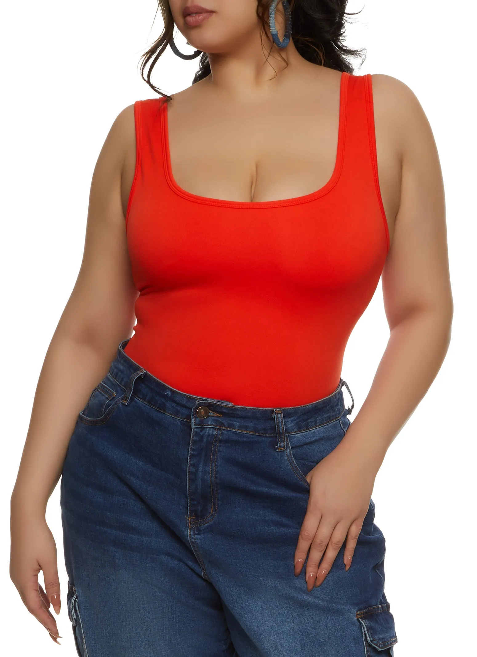 Plus Size Seamless Square Neck Tank Bodysuit sold by Rainbow product image thumbnail 2