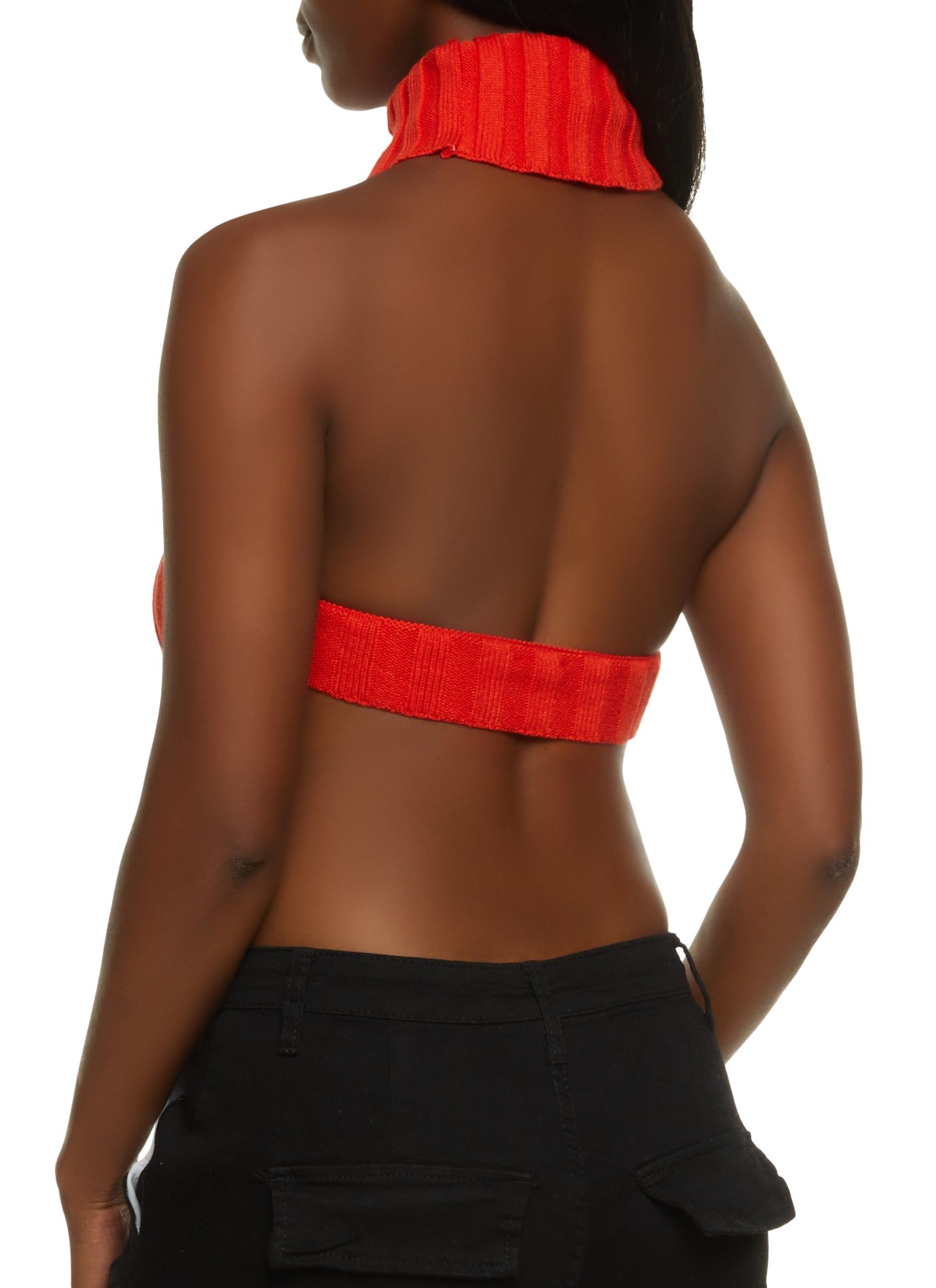 Rib Knit Turtleneck Keyhole Halter Top sold by Rainbow product image thumbnail 2