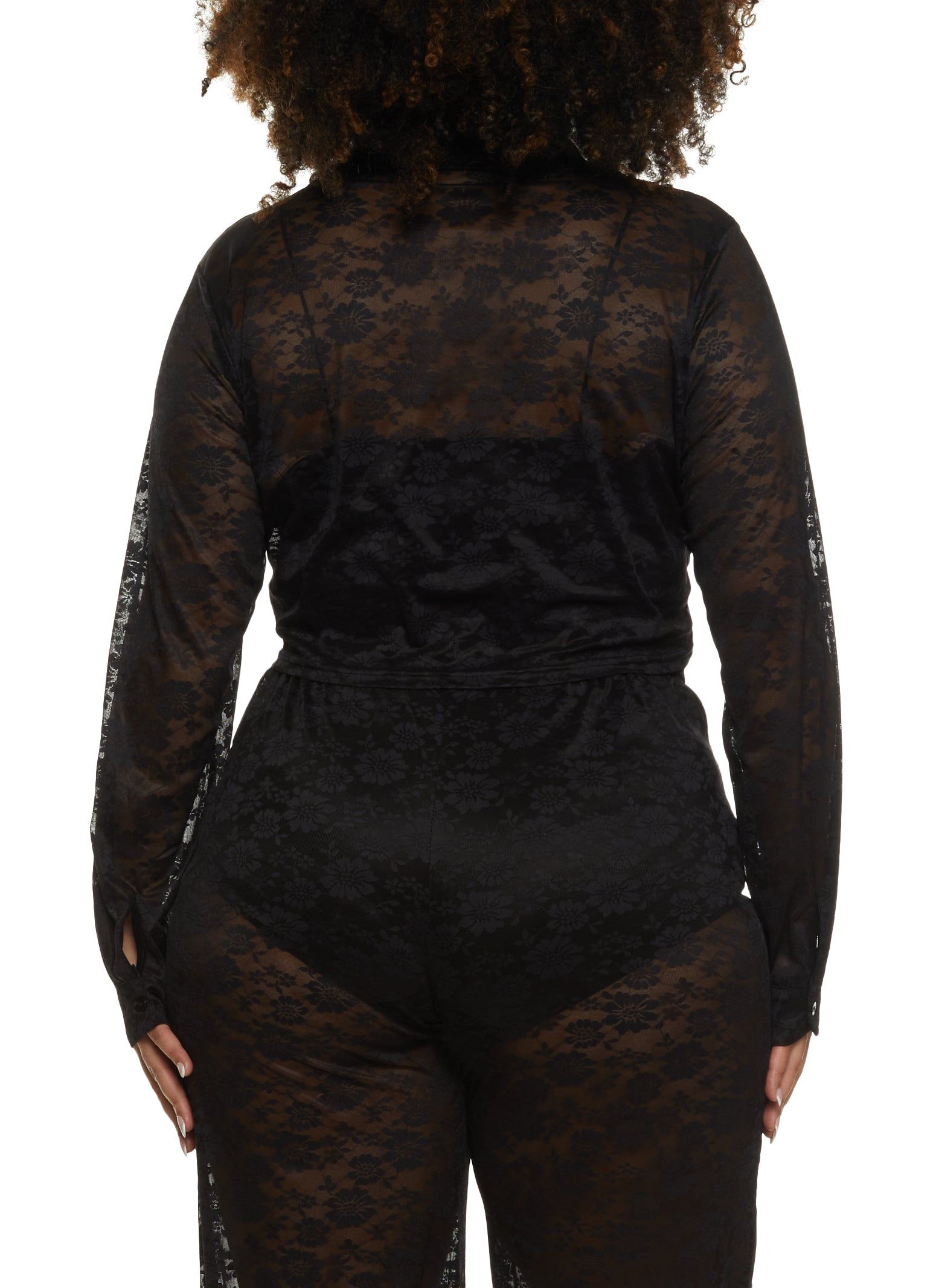 Plus Size Floral Lace Cropped Shirt sold by Rainbow product image thumbnail 3