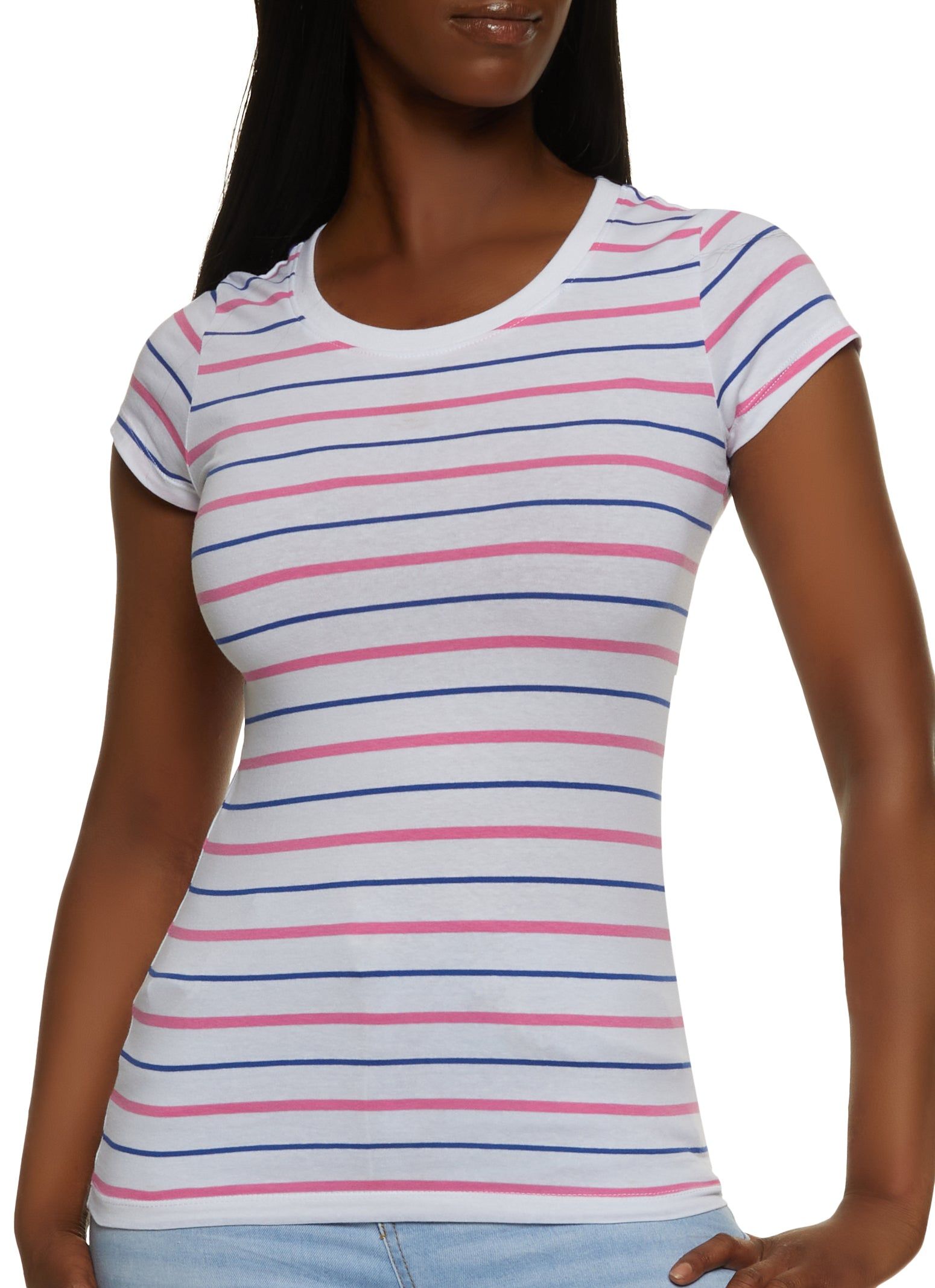 Basic Striped Crew Neck Tee sold by Rainbow