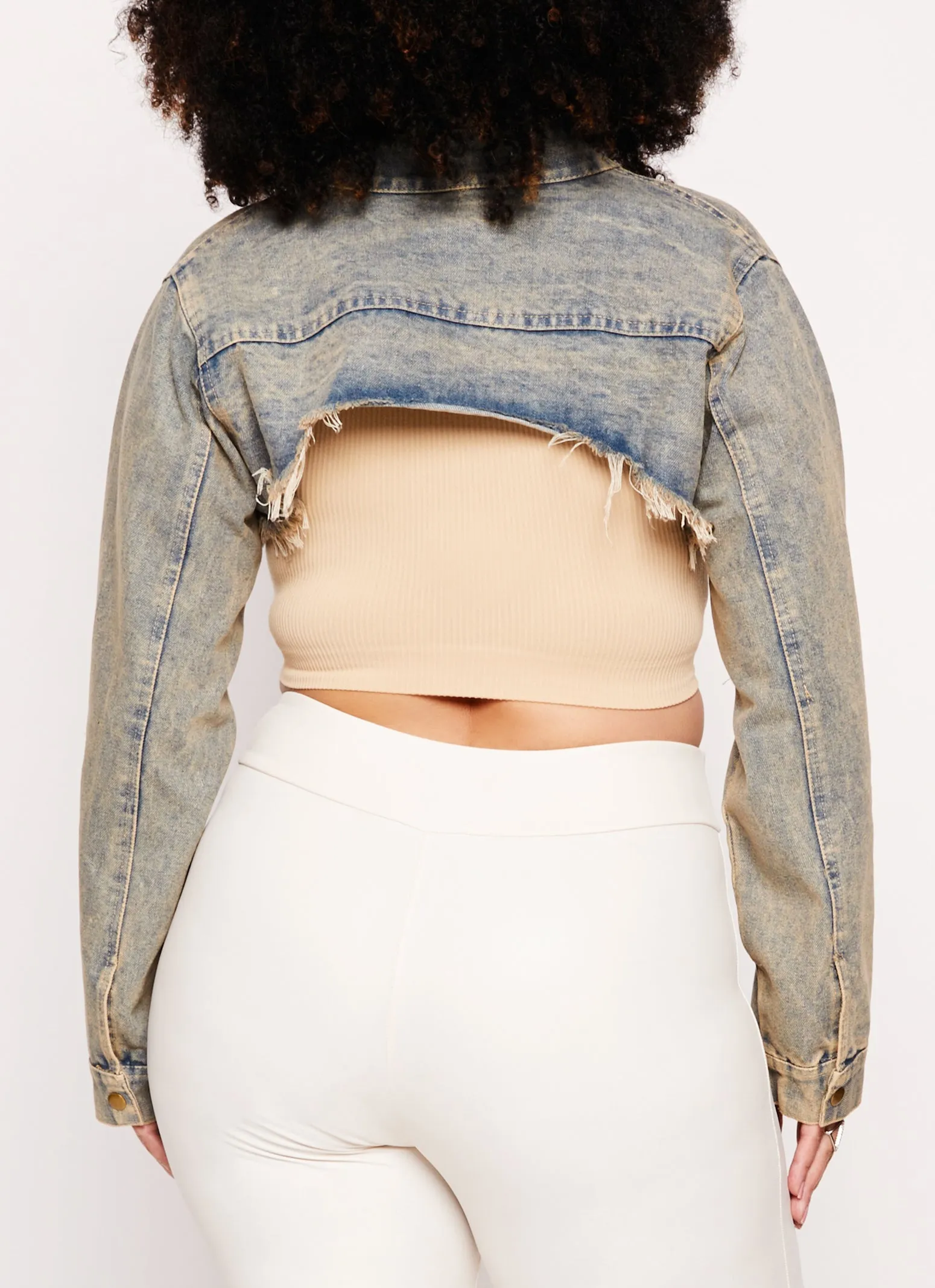 Plus Size Acid Wash Bolero Jean Jacket sold by Rainbow product image thumbnail 3