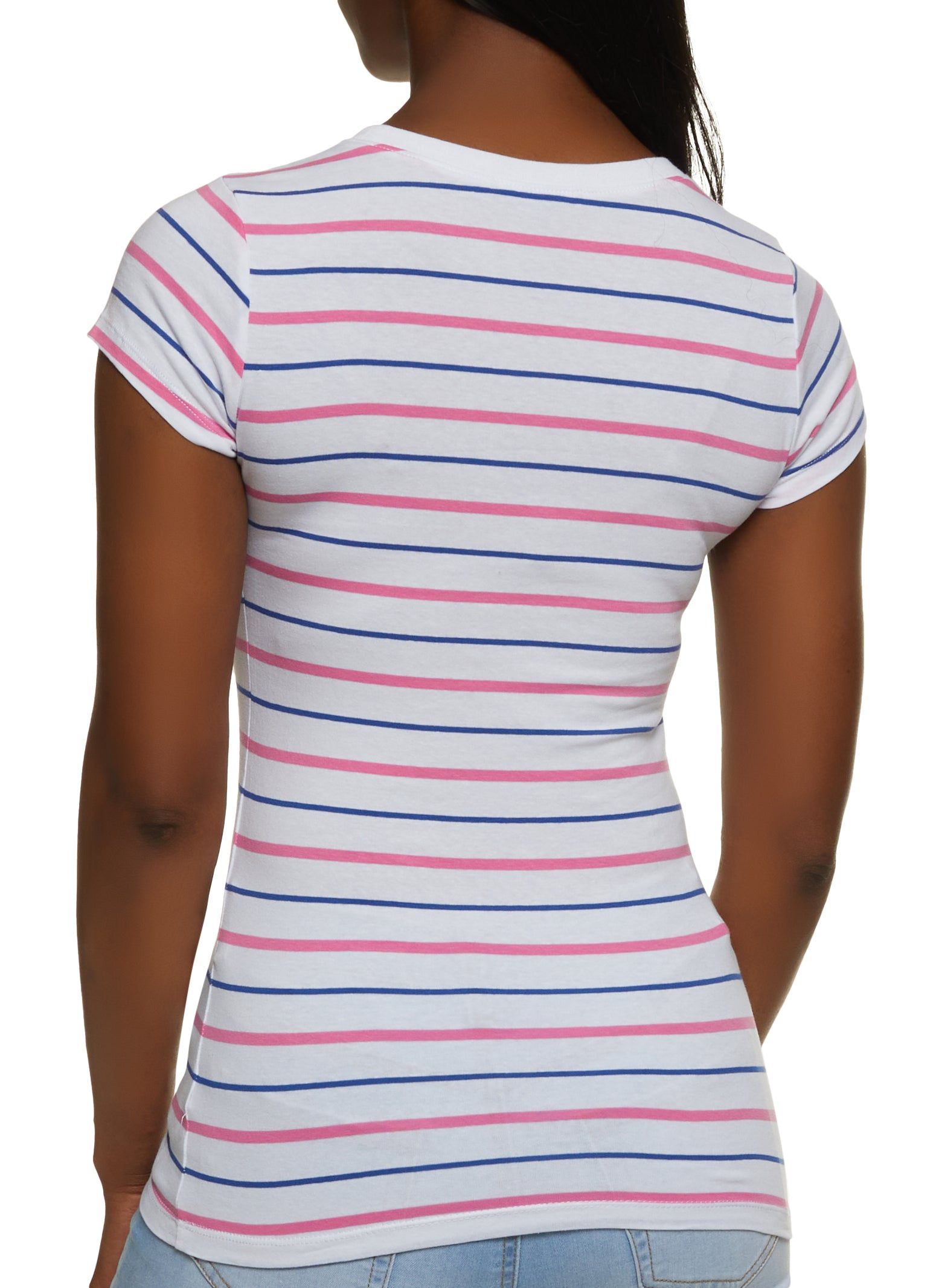 Basic Striped Crew Neck Tee sold by Rainbow product image thumbnail 2
