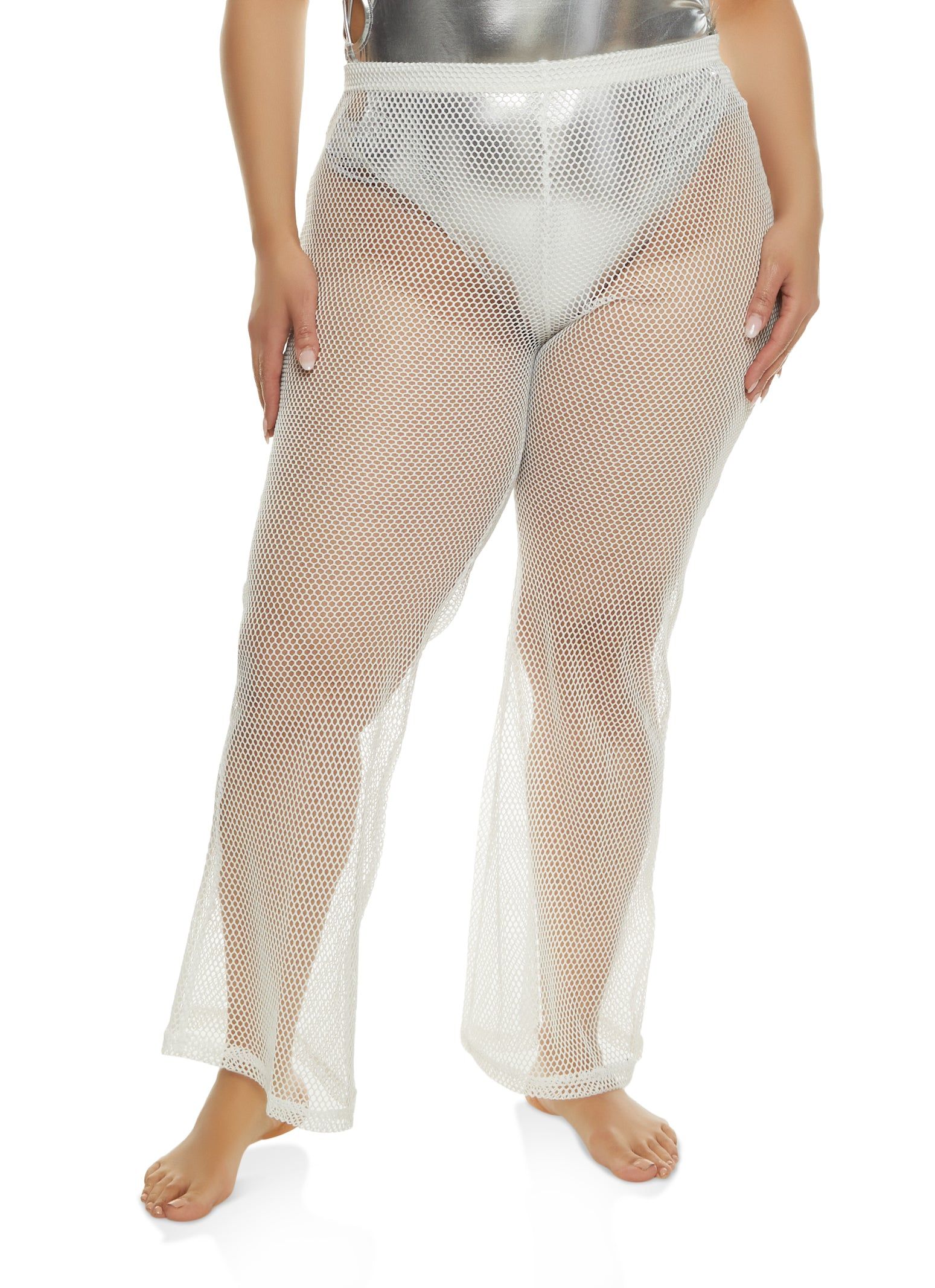 Plus Size Fishnet Cover Up Pants sold by Rainbow