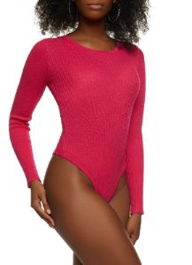 Ribbed Crew Neck Long Sleeve Bodysuit sold by Rainbow