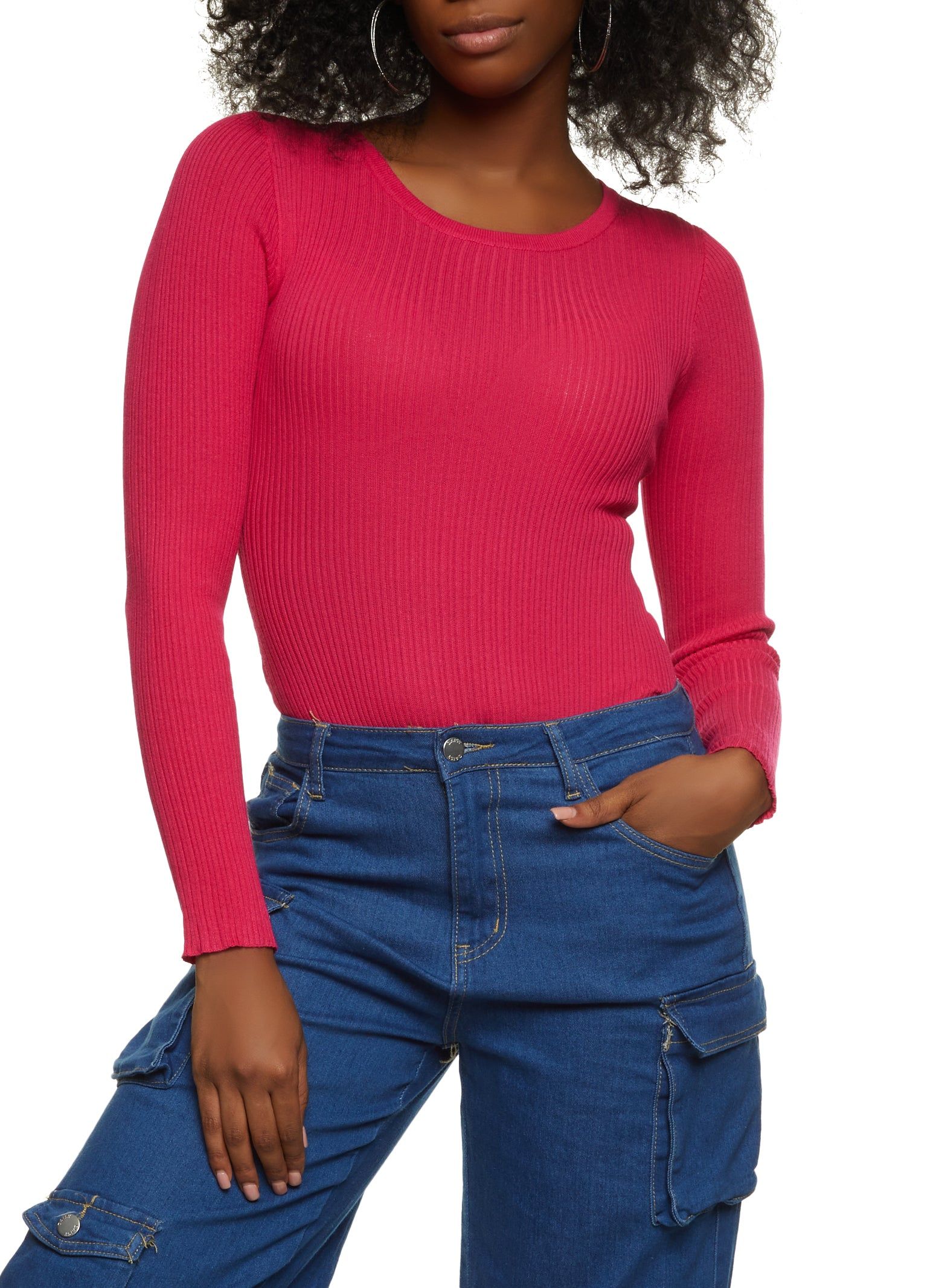 Ribbed Crew Neck Long Sleeve Bodysuit sold by Rainbow product image thumbnail 2