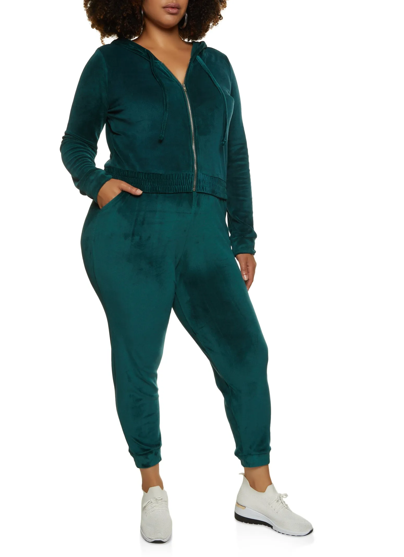 Plus Size Velour Zip Front Hoodie sold by Rainbow product image thumbnail 2
