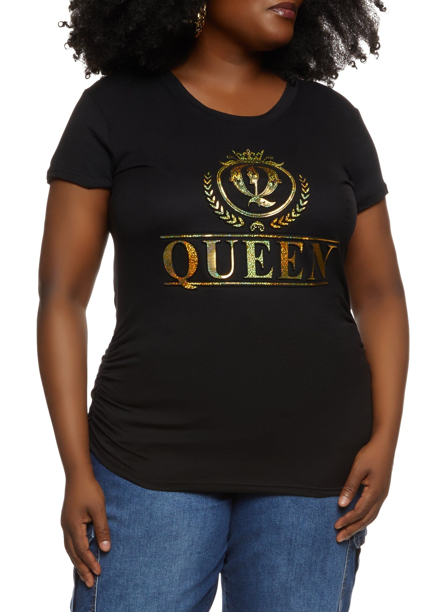 Plus Size Queen Embossed Foil Graphic Tee sold by Rainbow