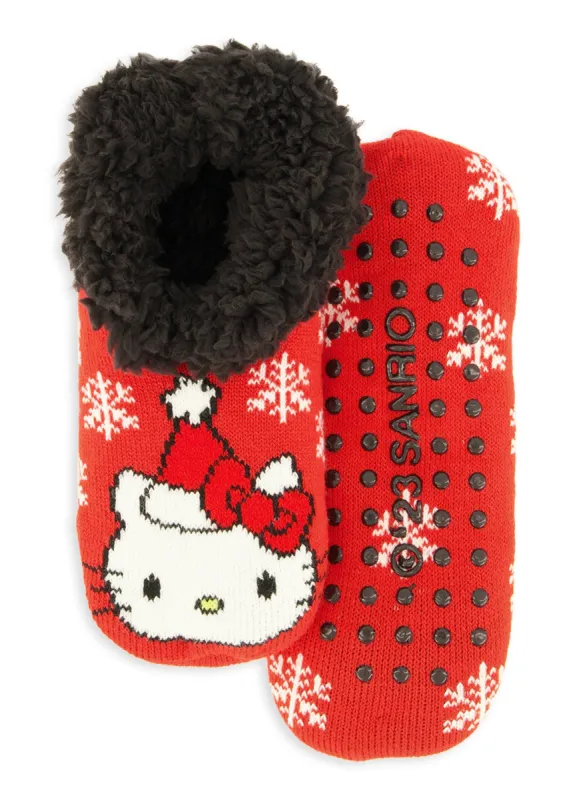 Holiday Cat Graphic Cozy Slipper Socks sold by Rainbow