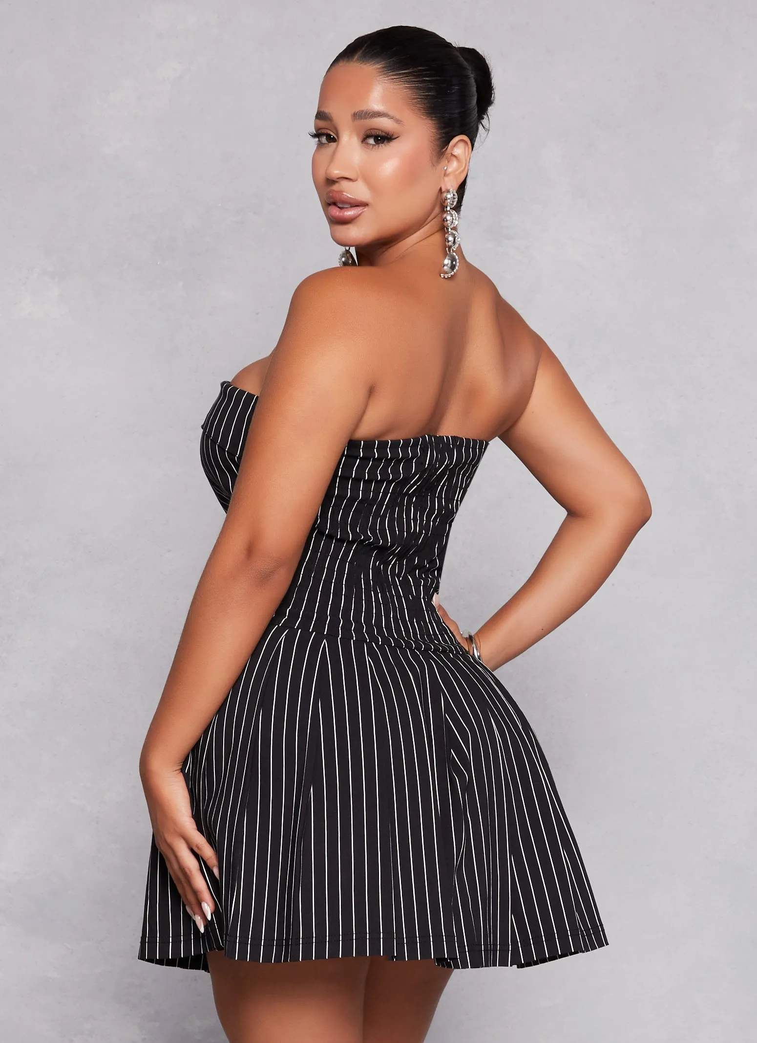 Striped Strapless Pleated Dress sold by Rainbow product image thumbnail 3