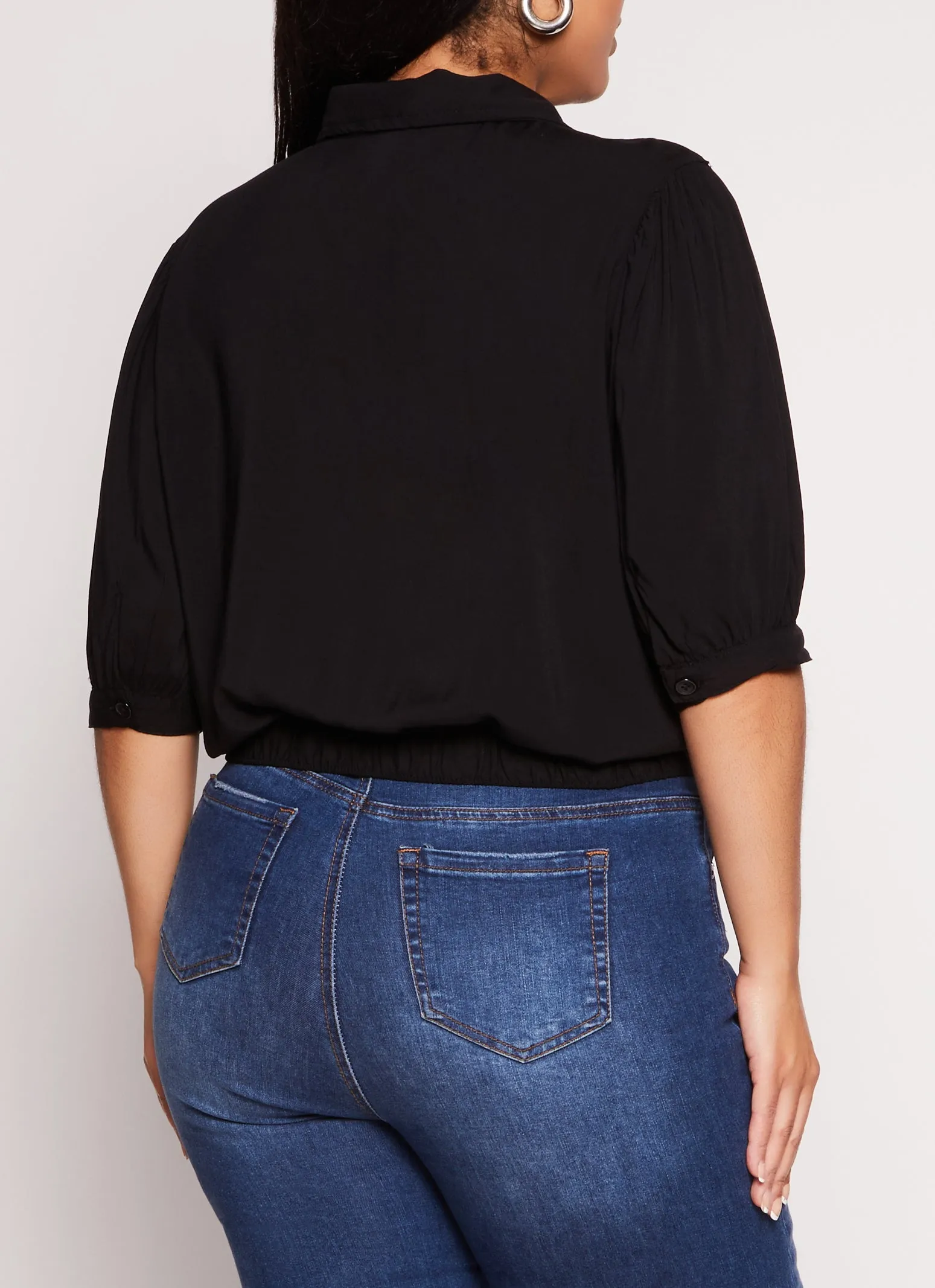 Plus Size Button Front High Low Shirt sold by Rainbow product image thumbnail 3