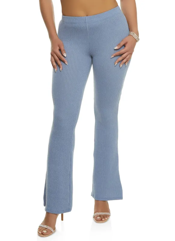 Ribbed Knit High Waist Boot Cut Pants sold by Rainbow