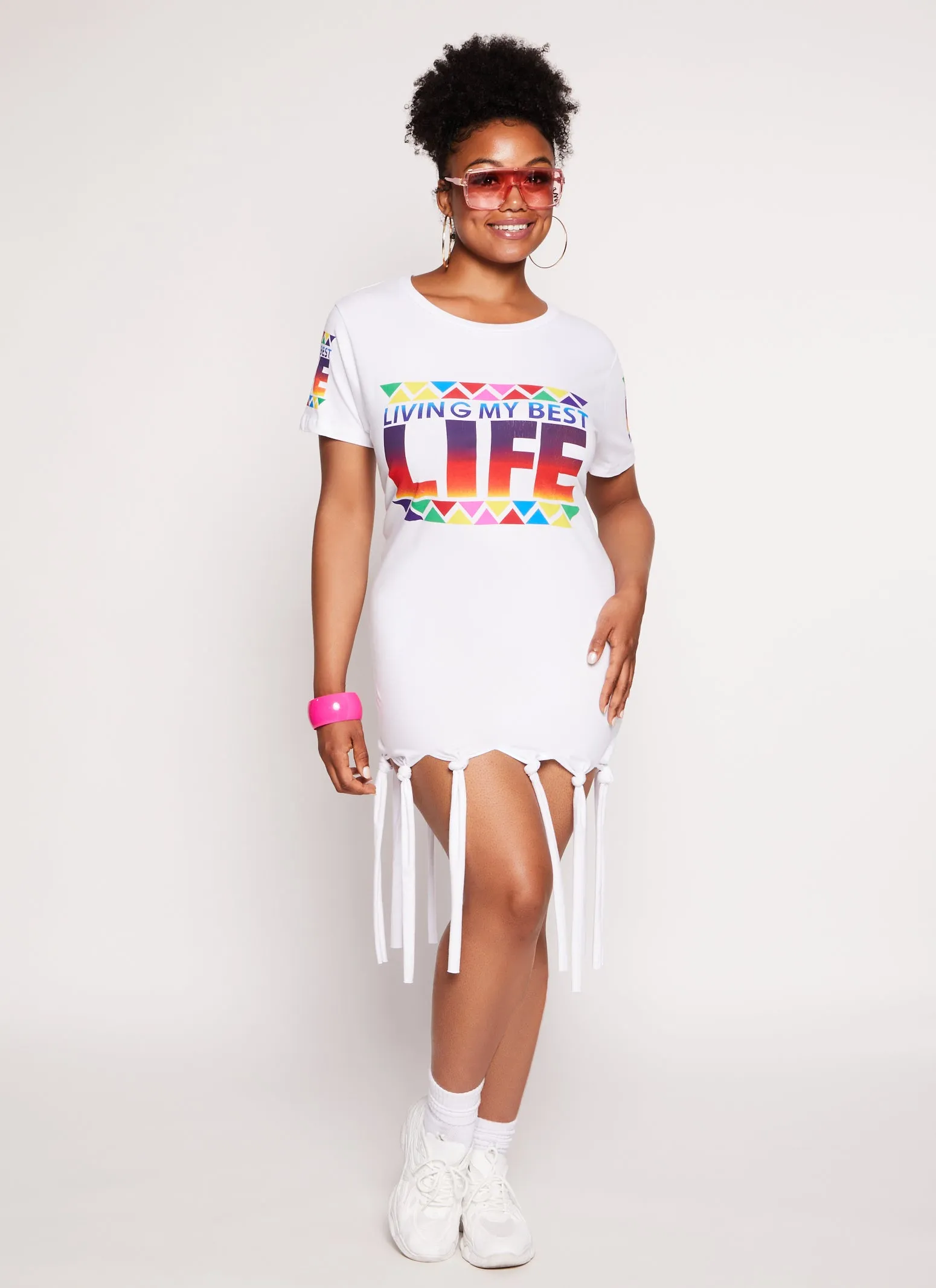 Plus Size Living My Best Life Fringe T Shirt Dress sold by Rainbow product image thumbnail 2