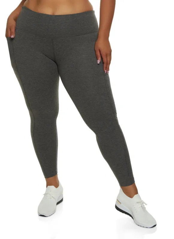 Plus Size High Waist Phone Pocket Leggings sold by Rainbow