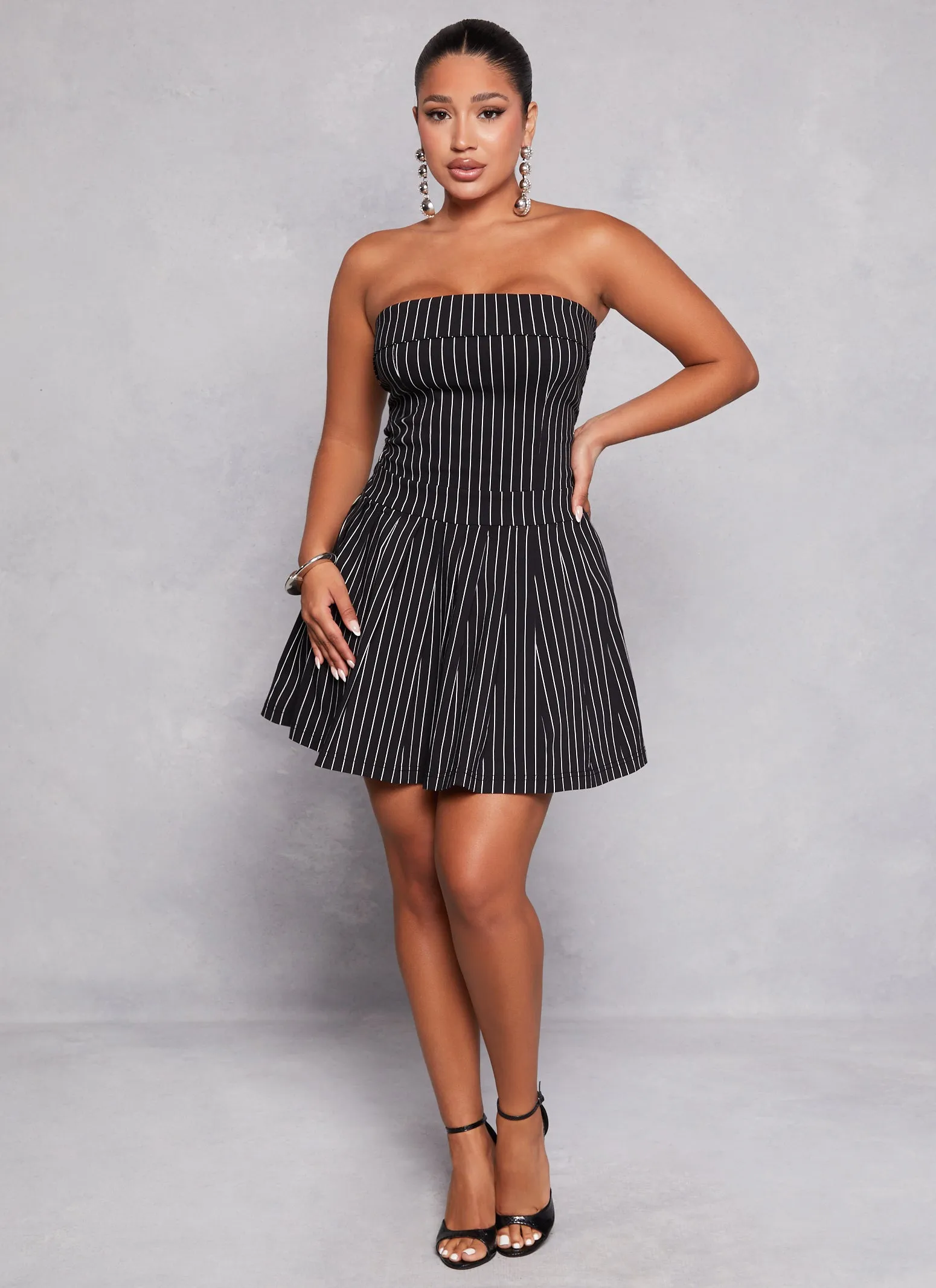 Striped Strapless Pleated Dress sold by Rainbow product image thumbnail 2