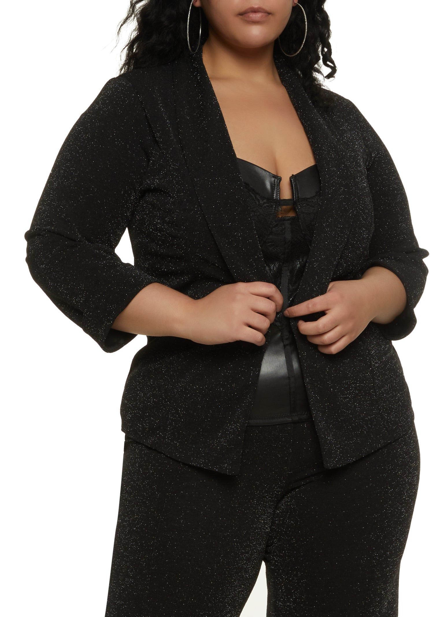 Plus Size Lurex Fixed Cuff Blazer sold by Rainbow