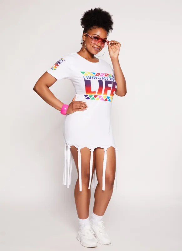Plus Size Living My Best Life Fringe T Shirt Dress sold by Rainbow