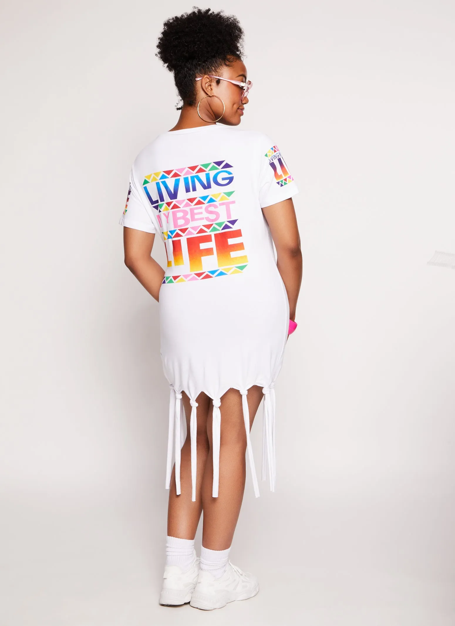 Plus Size Living My Best Life Fringe T Shirt Dress sold by Rainbow product image thumbnail 3
