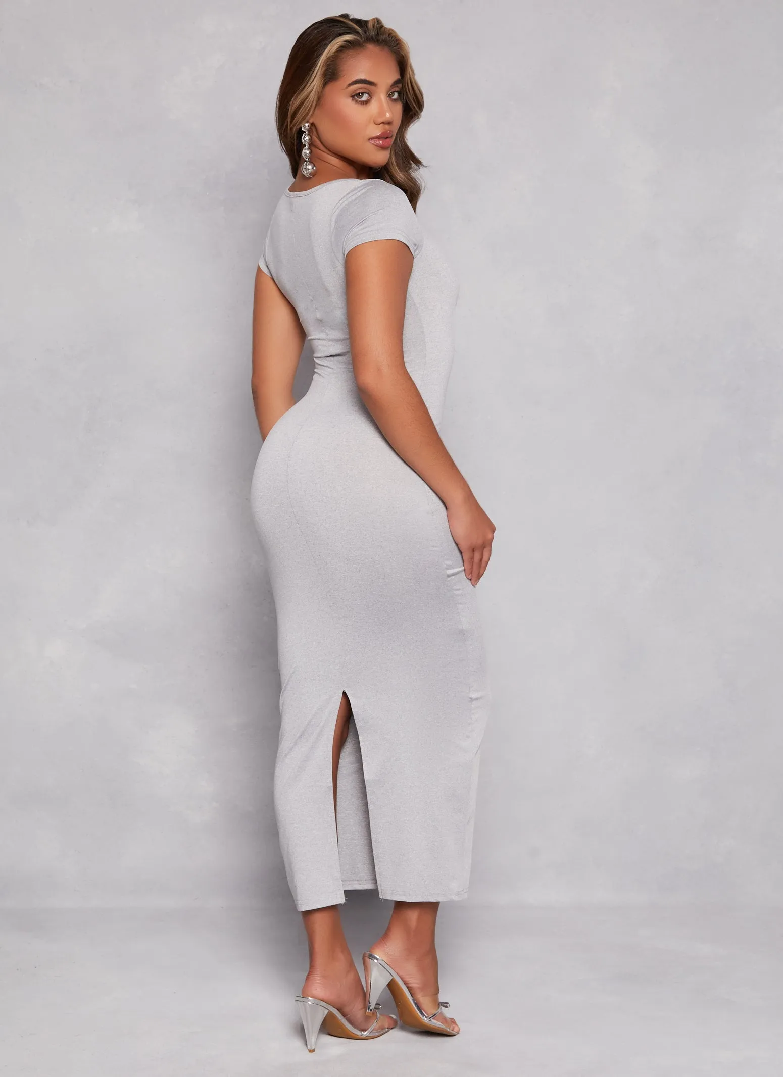 Basic Scoop Neck Short Sleeve Maxi Dress sold by Rainbow product image thumbnail 3