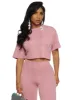Solid Ribbed Short Sleeve Crop Top sold by Rainbow