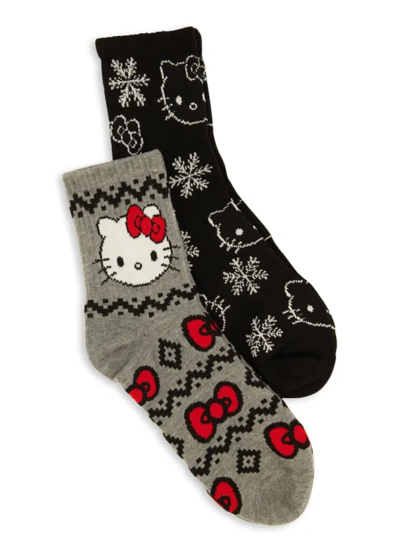 Holiday Cat Graphic Rib Knit Socks 2 Pack sold by Rainbow