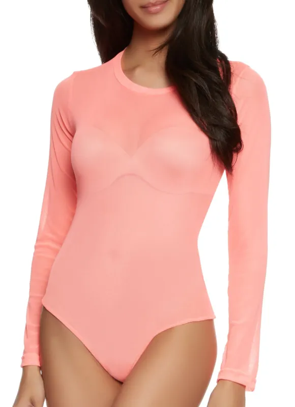 Sheer Mesh Long Sleeve Bodysuit sold by Rainbow