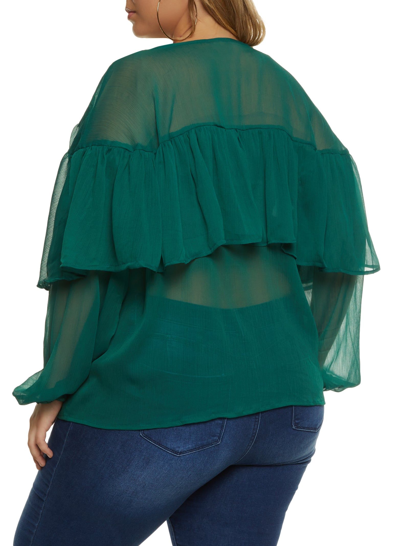 Plus Size Knot Detail Waterfall Frill Blouse sold by Rainbow product image thumbnail 2