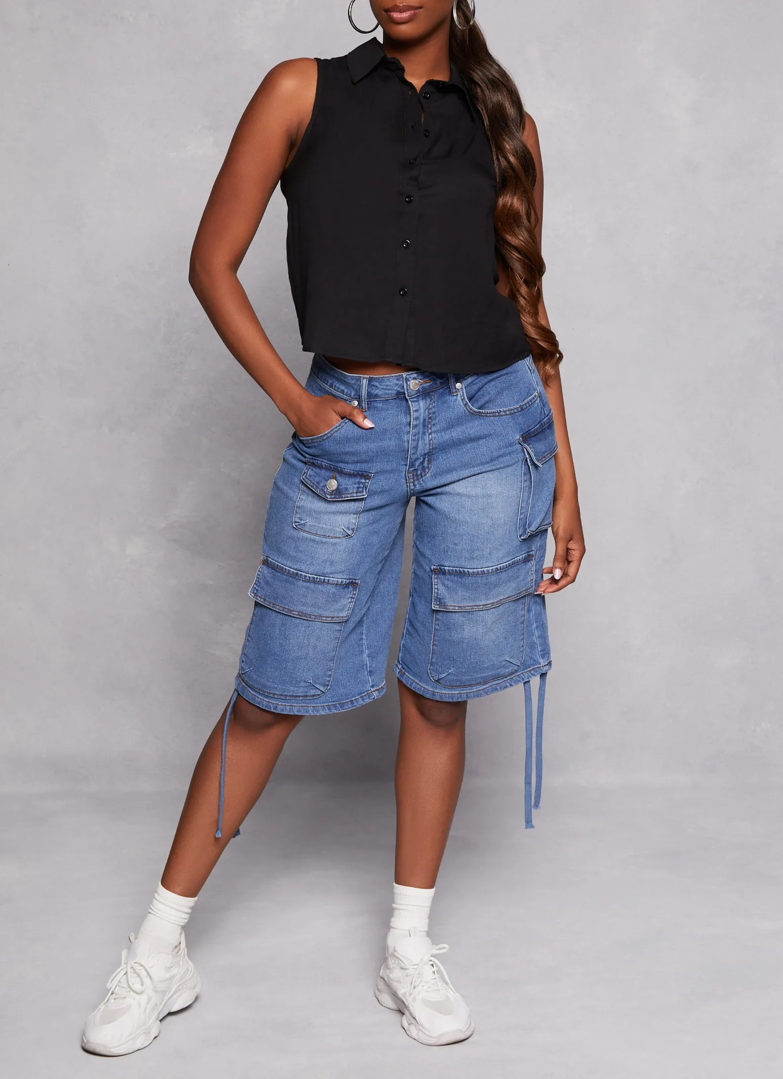 Gauze Knit Sleeveless Button Front Shirt sold by Rainbow product image thumbnail 2