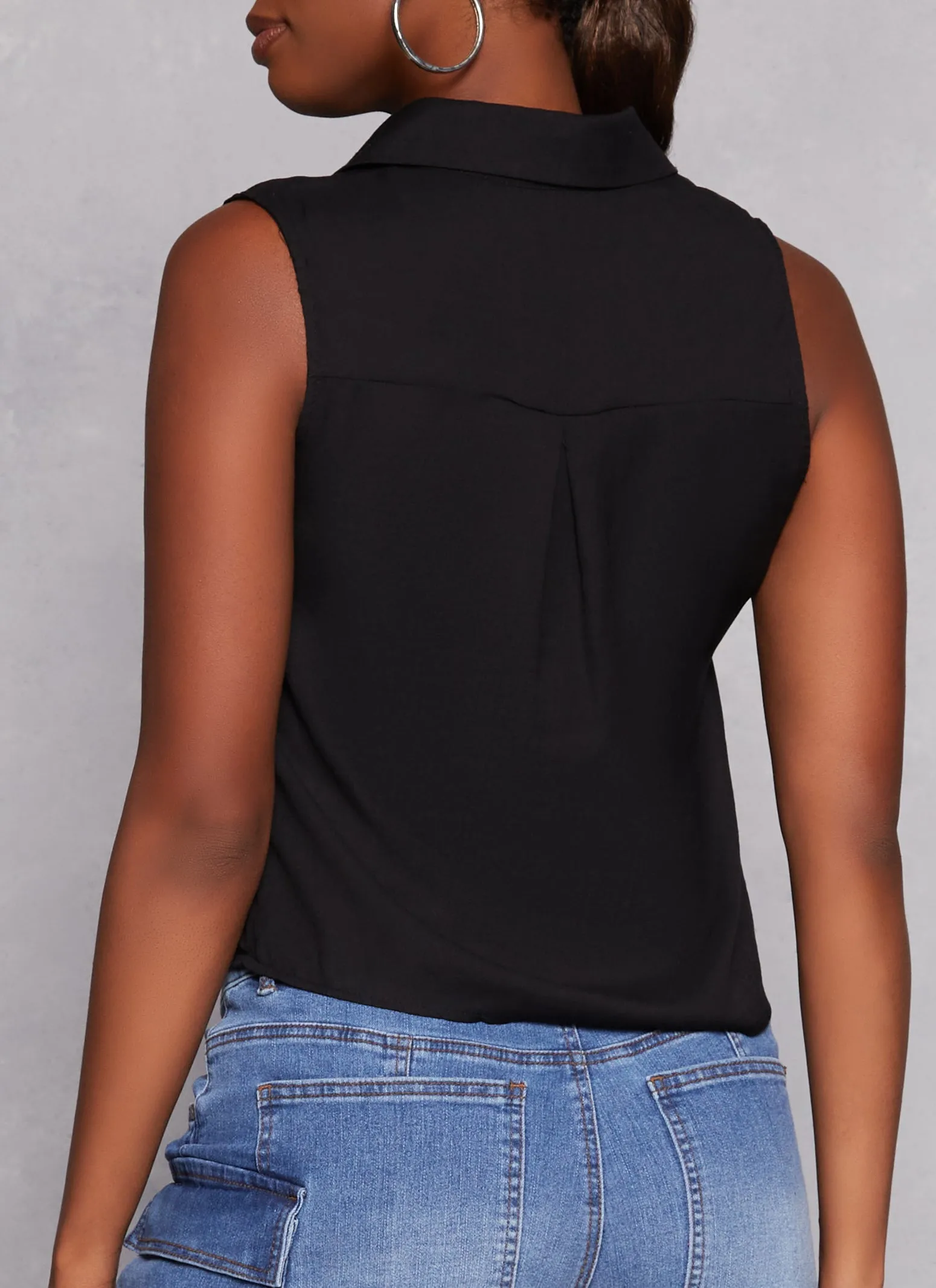 Gauze Knit Sleeveless Button Front Shirt sold by Rainbow product image thumbnail 3