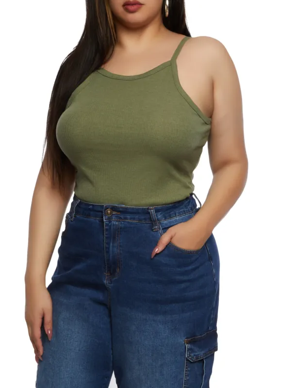 Plus Size Thin Strap Tank Top sold by Rainbow