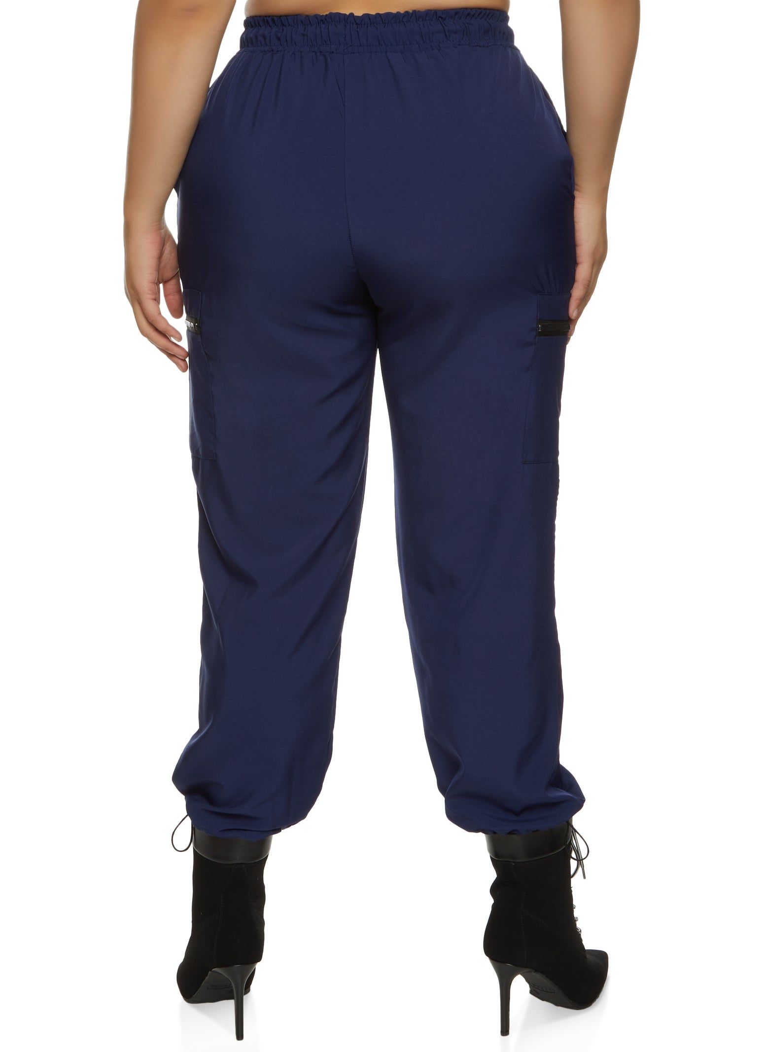 Plus Size Solid Zip Pocket Parachute Joggers sold by Rainbow product image thumbnail 3