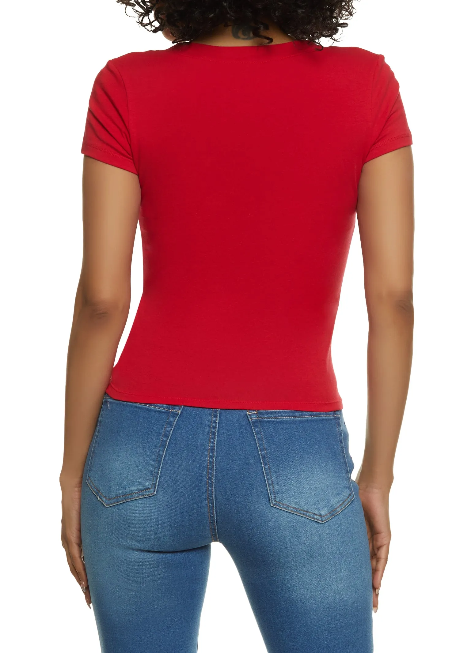 Solid V Neck Short Sleeve Tee sold by Rainbow product image thumbnail 2