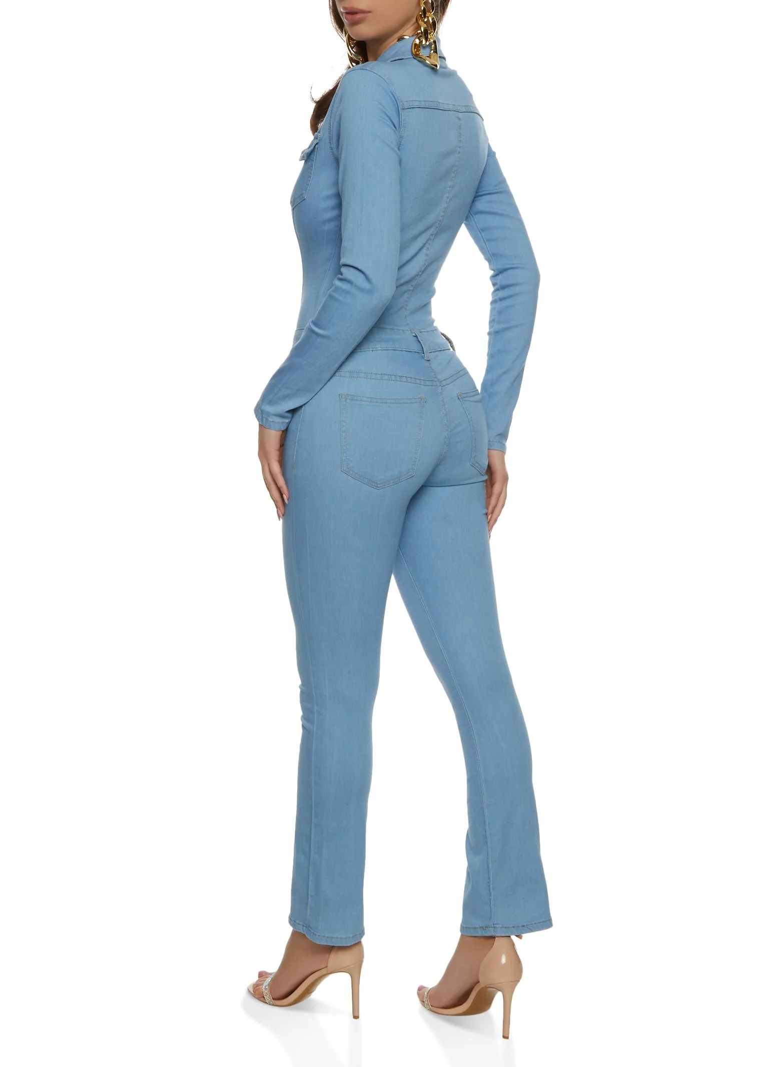 VIP Denim Button Front Long Sleeve Jumpsuit sold by Rainbow product image thumbnail 2