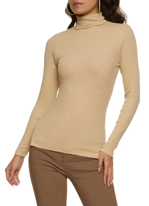 Basic Turtleneck Long Sleeve Top sold by Rainbow