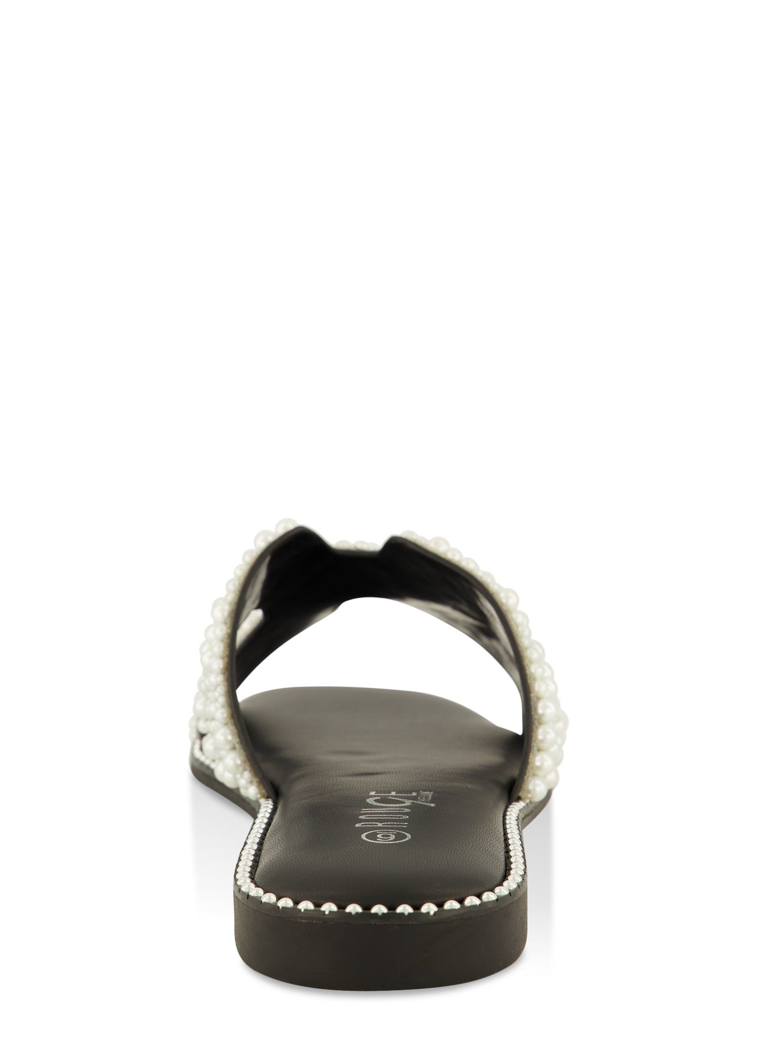 Faux Pearl Band Studded Trim Slide Sandals sold by Rainbow product image thumbnail 3