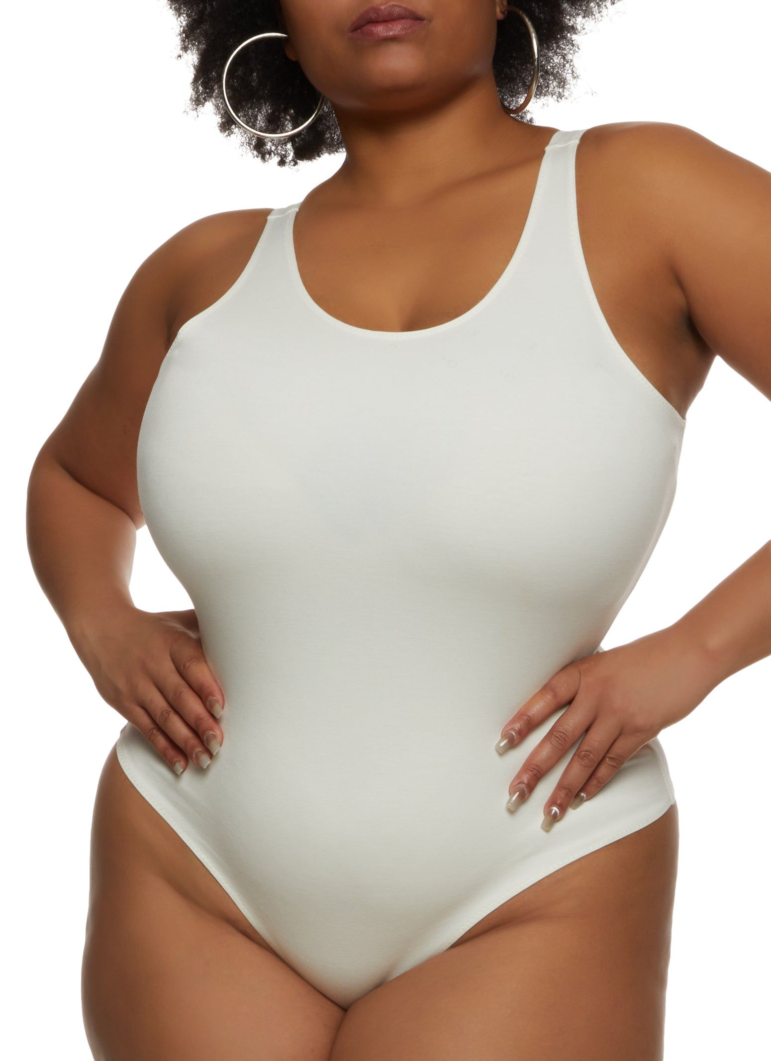 Plus Size Scoop Neck Tank Bodysuit sold by Rainbow