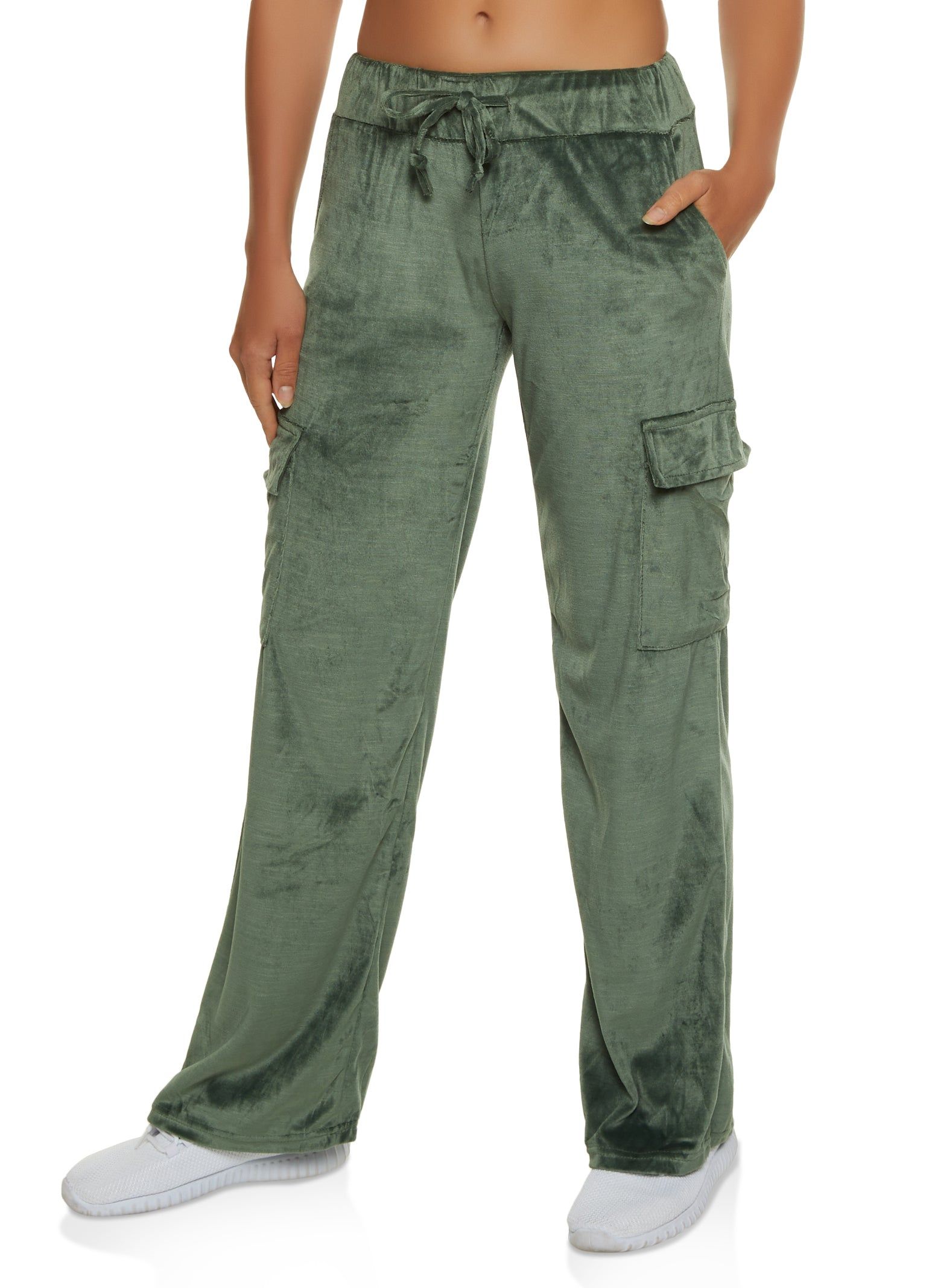 Velour Drawstring Cargo Sweatpants sold by Rainbow