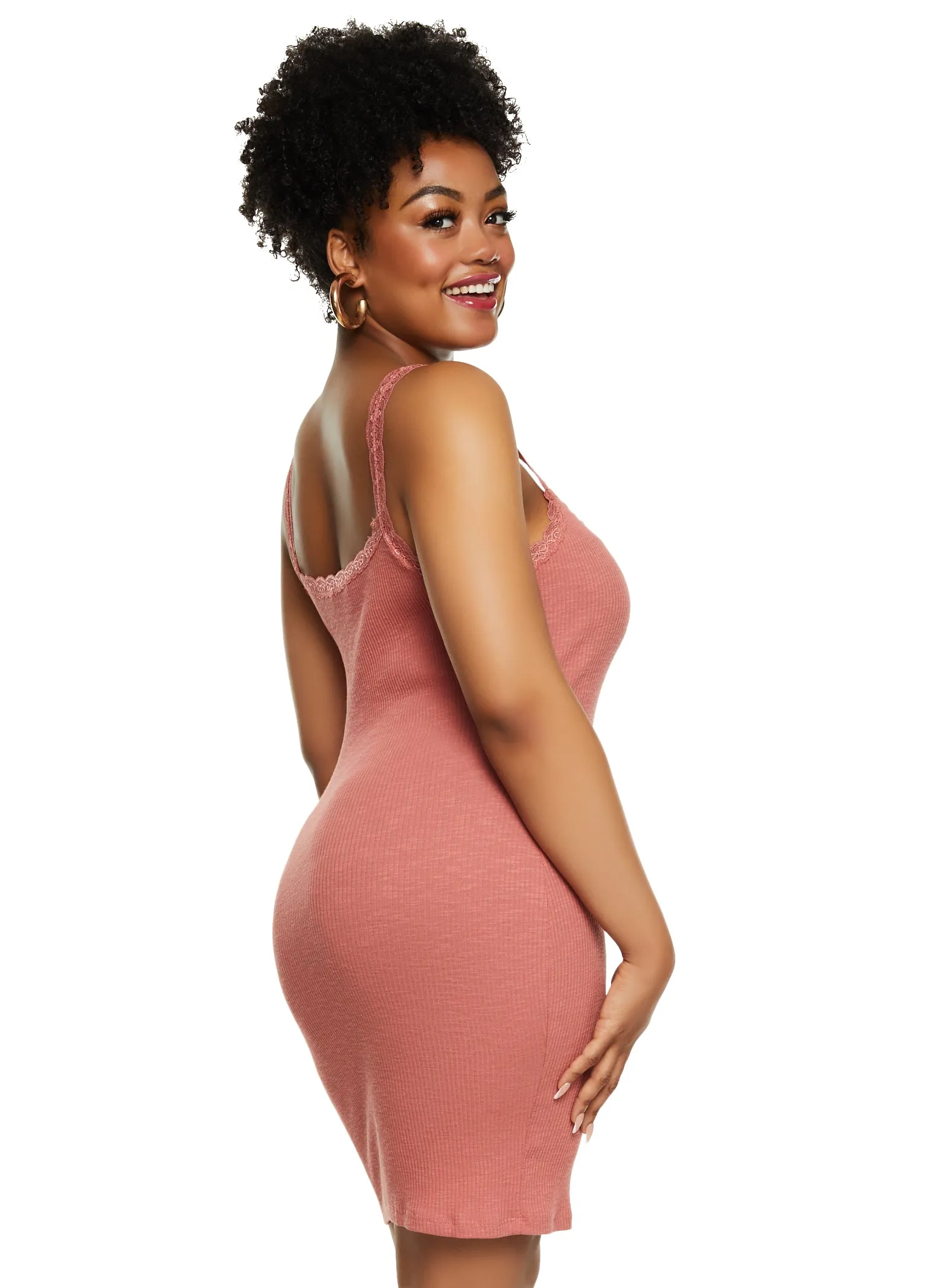 Plus Size Haute Monde Rib Knit Lace Trim Tank Dress sold by Rainbow product image thumbnail 3