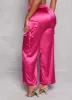 Satin Wide Leg Cargo Pocket Pants sold by Rainbow