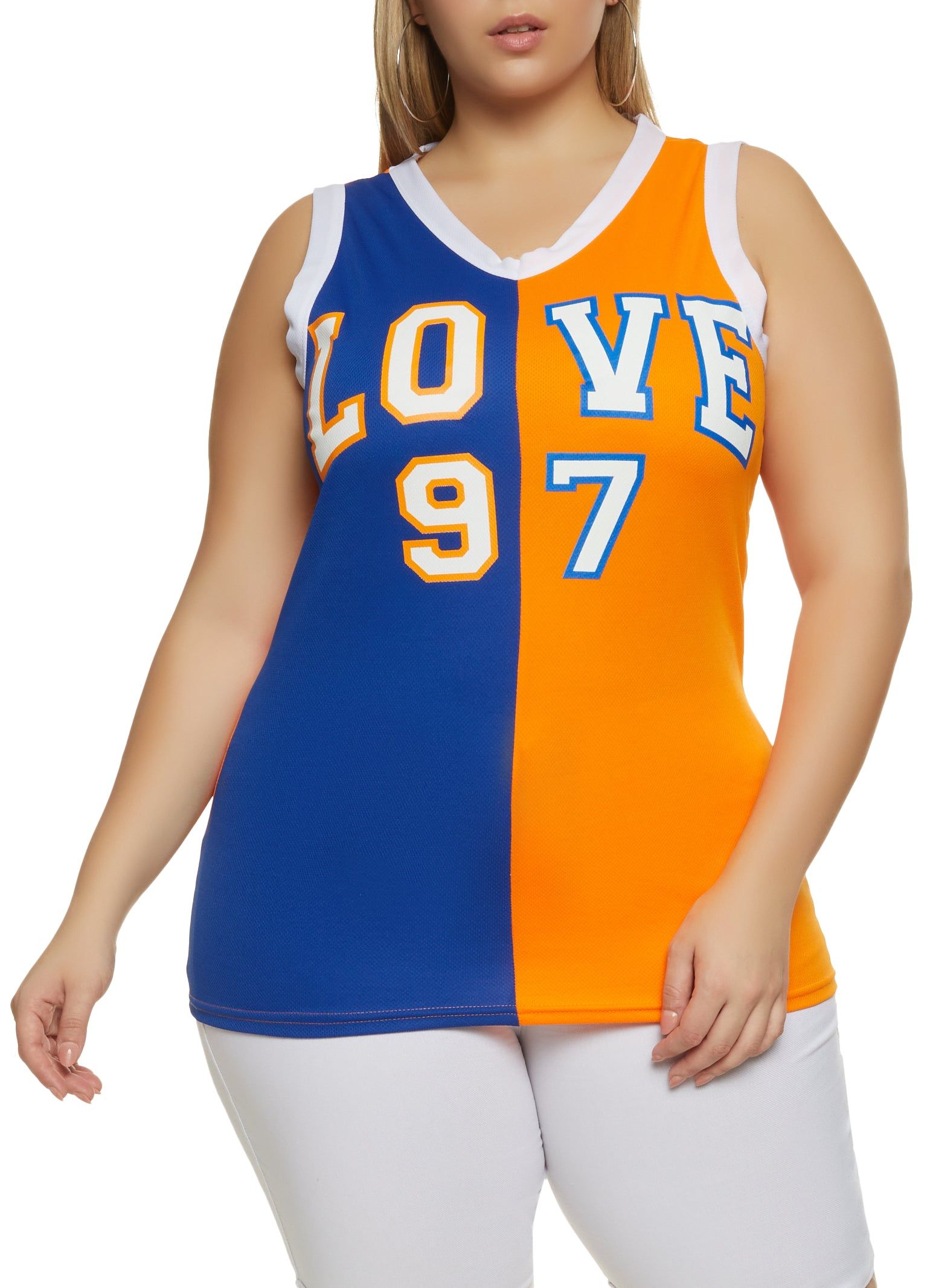 Plus Size Mesh Love 97 Jersey Tank Top sold by Rainbow